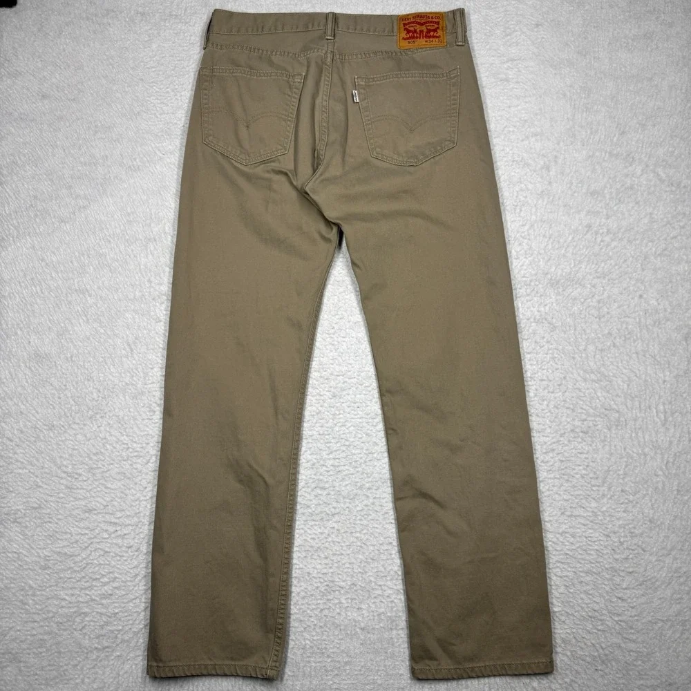 Levi's 505 Beige‎ Khaki Jeans Pants Relaxed Fit Straight Leg Men's Size 34x32